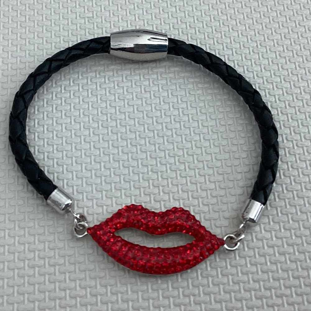 Red Lips Leather Bracelet